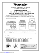 Thermador PRSE36 Installation Instructions Manual