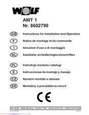 Wolf 8602790 Instructions For Installation And Operation Manual