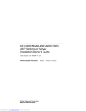 DEC 3000 Model 600S Installation & Owner's Manual