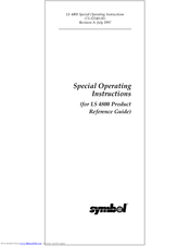 Symbol LS 4800 Special Operating Instructions