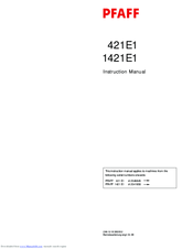 Pfaff 421E1 Instruction Manual
