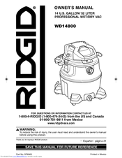 RIDGID WD14800 Owner's Manual