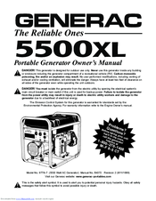 Generac Portable Products 5500 XL 9778-7 Owner's Manual