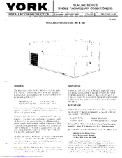York D2SV300 Installation Instructions Manual