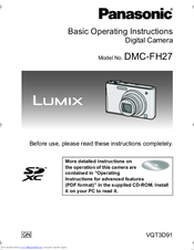 Panasonic Lumix DMC-FH27 Basic Operating Instructions Manual