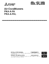 Mitsubishi Electric Mr.SLIM PKA-A24FAL Installation Manual