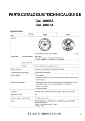 Seiko A861A Parts Catalogue /Technical Manual