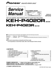 Pioneer KEH-P4020R Service Manual