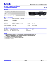 NEC L102W Installation Manual