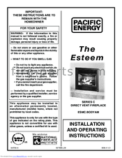 Pacific Energy The Esteem Installation And Operating Instructions Manual