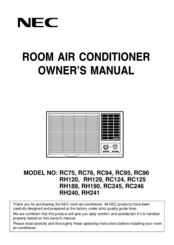 NEC RC96 Owner's Manual