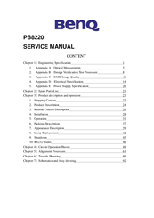 BenQ PB8220 - XGA DLP Projector Service Manual