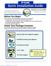 D-Link DVG-5121SP Quick Installation Manual