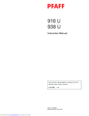 Pfaff 938 U Series Instruction Manual