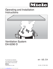 Miele DA 6290 D Operating And Installation Instructions