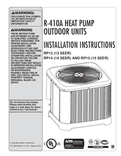 Rheem RP1360AD1NA Installation Instructions Manual