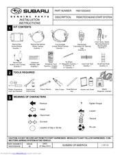 Subaru H001SSG400 Installation Instructions Manual