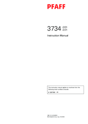 Pfaff 3734-2/21 Instruction Manual