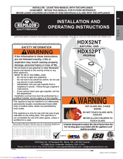 Napoleon HDX52PT Installation And Operating Instructions Manual