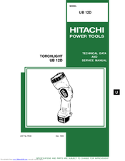 Hitachi UB 12D Technical Data And Service Manual