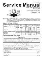 Panasonic WhisperCeiling FV-05 Service Manual