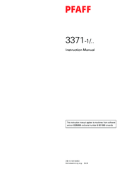 Pfaff 3371-1 series Instruction Manual