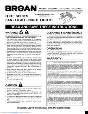 Broan QTXE080FLT Instruction Manual