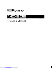 Roland MC-202 Owner's Manual