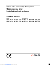 Biasi RIVA PLUS HE 24S ERP User Manual And Installation Instructions