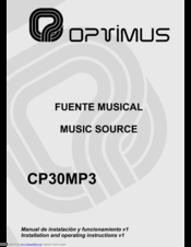 Optimus CP30MP3 Installation And Operating Instructions Manual
