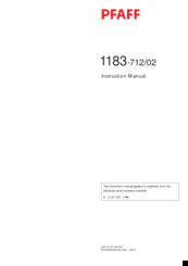 Pfaff 1183-712/02 Instruction Manual
