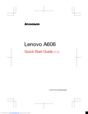 Lenovo A606 Quick Start Manual