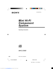 Sony MHC-DX80 Operating Instructions Manual