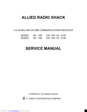 Radio Shack SX-190 Service Manual