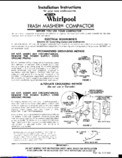 Whirlpool trash masher Installation Instructions