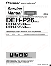 Pioneer Super Tuner III D DEH-P26 Service Manual
