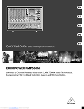 Behringer EUROPOWER PMP560M Quick Start Manual