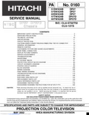 Hitachi 65SWX20B - 16:9 Projection HDTV-Ready TV Service Manual