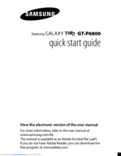 Samsung Galaxy Tab 7.7 GT-P6800 Quick Start Manual
