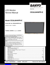 Sanyo CE32LM4WPR-E Service Manual