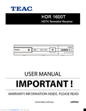 Teac HDR1600T User Manual