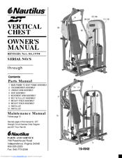 Nautilus 2 ST VERTICAL CHEST Owner's Manual