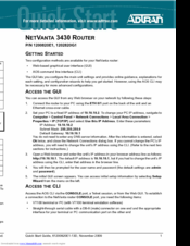 Adtran netvanta 3430 Quick Start Manual