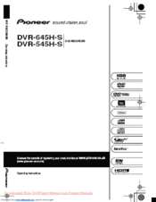 Pioneer DVR-645H-S Operating Instructions Manual