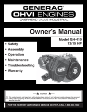 Generac Power Systems GH-410 Owner's Manual