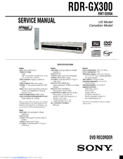 Sony RDR-GX300 Service Manual