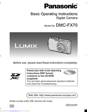 Panasonic Lumix DMC-FX70 Basic Operating Instructions Manual