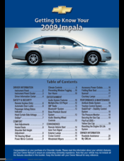 Chevrolet 2009 Impala Quick Start Manual