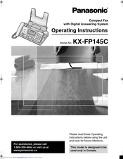 Panasonic KX-FP145C Operating Instructions Manual