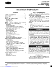 Carrier AQUASNAP 30RB060-390 Installation Instructions Manual